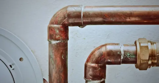 Slightly aged copper pipes